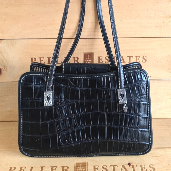 Brighton Handbags - Vintage Brighton black crocodile bag